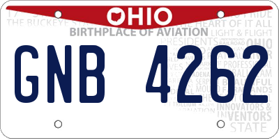 OH license plate GNB4262