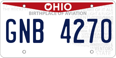 OH license plate GNB4270