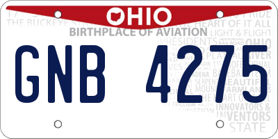 OH license plate GNB4275