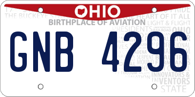 OH license plate GNB4296