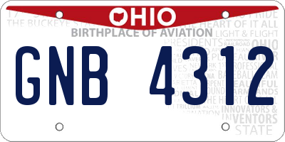 OH license plate GNB4312