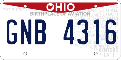 OH license plate GNB4316