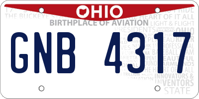 OH license plate GNB4317