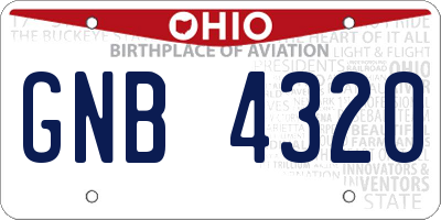 OH license plate GNB4320