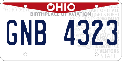 OH license plate GNB4323