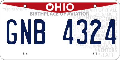 OH license plate GNB4324