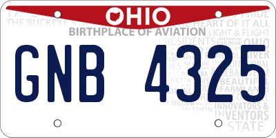 OH license plate GNB4325