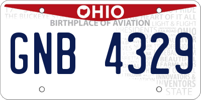 OH license plate GNB4329