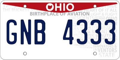 OH license plate GNB4333