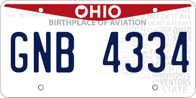 OH license plate GNB4334