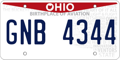 OH license plate GNB4344