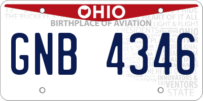 OH license plate GNB4346