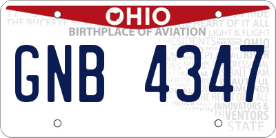 OH license plate GNB4347