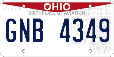 OH license plate GNB4349