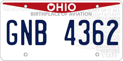 OH license plate GNB4362