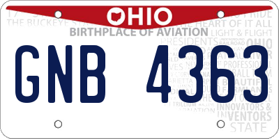 OH license plate GNB4363