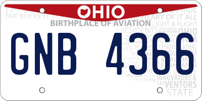 OH license plate GNB4366