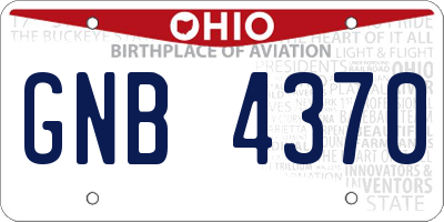 OH license plate GNB4370