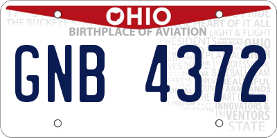 OH license plate GNB4372