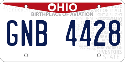 OH license plate GNB4428