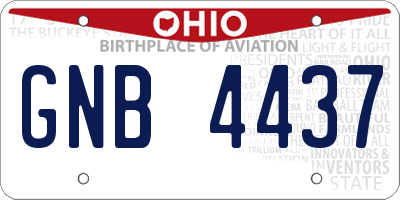 OH license plate GNB4437