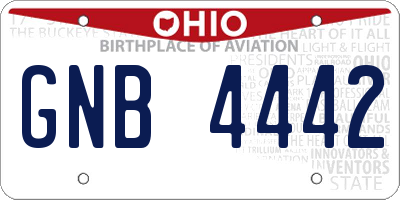 OH license plate GNB4442