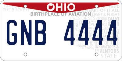 OH license plate GNB4444