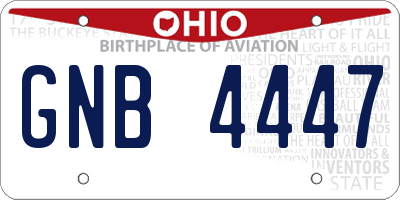 OH license plate GNB4447