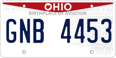 OH license plate GNB4453