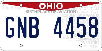 OH license plate GNB4458