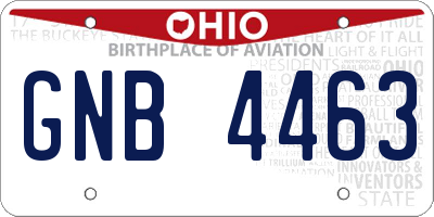 OH license plate GNB4463