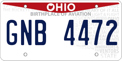 OH license plate GNB4472