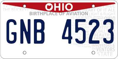 OH license plate GNB4523