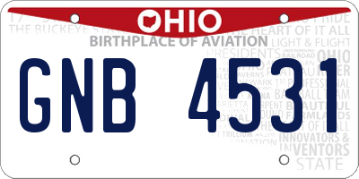 OH license plate GNB4531