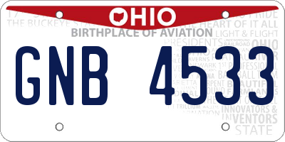 OH license plate GNB4533