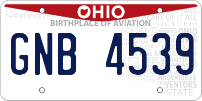 OH license plate GNB4539