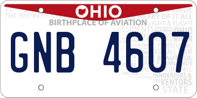OH license plate GNB4607