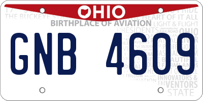 OH license plate GNB4609
