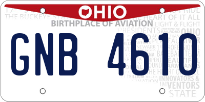 OH license plate GNB4610