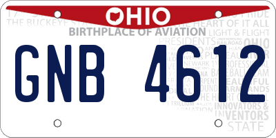 OH license plate GNB4612