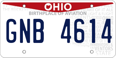OH license plate GNB4614