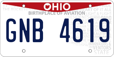 OH license plate GNB4619