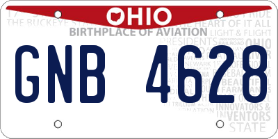 OH license plate GNB4628