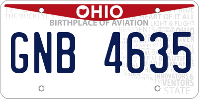 OH license plate GNB4635