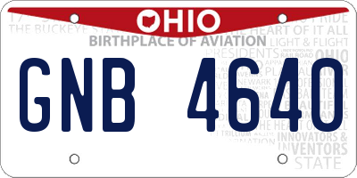 OH license plate GNB4640