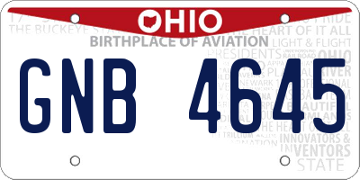 OH license plate GNB4645