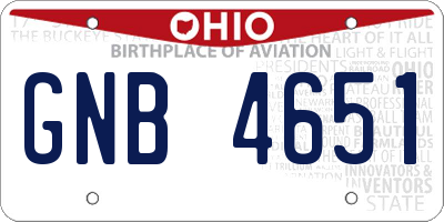 OH license plate GNB4651