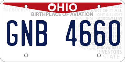 OH license plate GNB4660