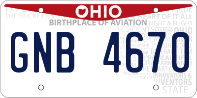 OH license plate GNB4670