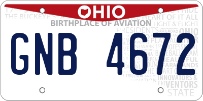 OH license plate GNB4672